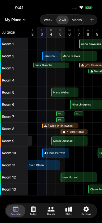 The occupancy board in dark mode.
